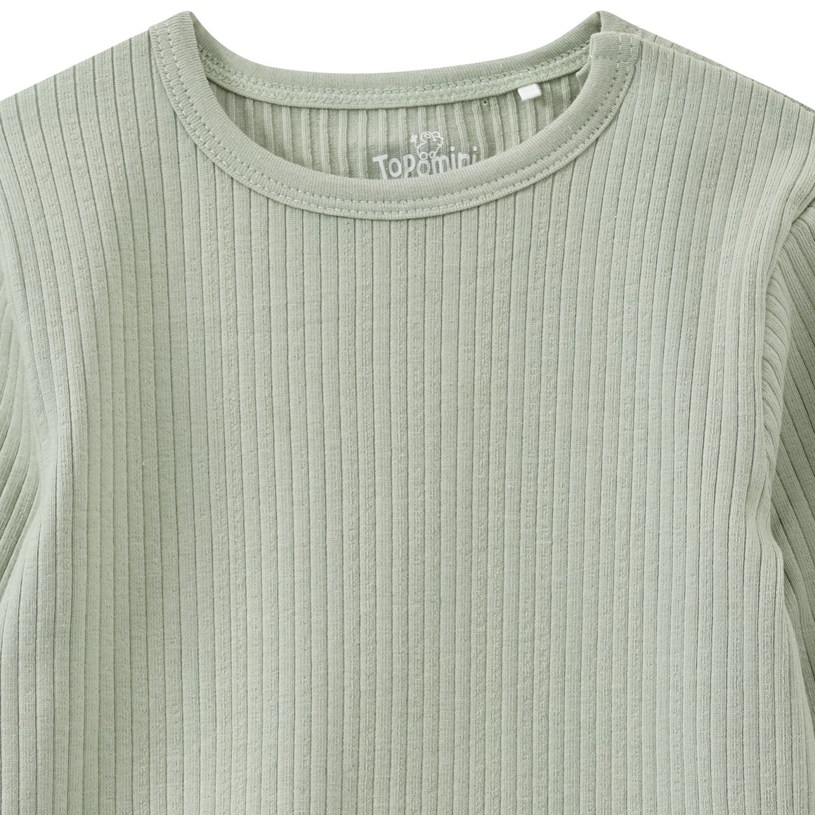 Topomini Pure Collection Newborn Langarmshirt mit Rippstruktur oliv