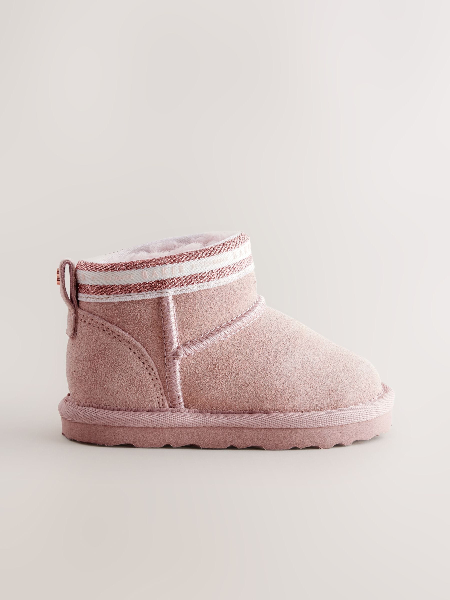 Roze - Baker by Ted Baker Girls Water Repellent Cosy Suede Branded Tape Boots