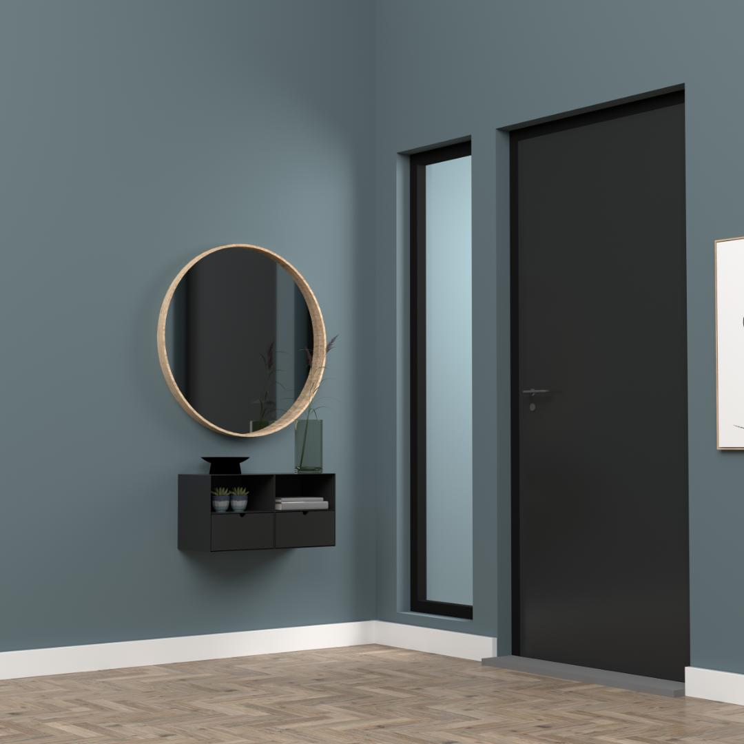 Nachtkastje Bath - Zwart met zwarte lade
