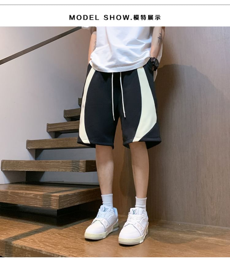 Stone Leo - Tweekleurige shorts met trekkoordtaille
