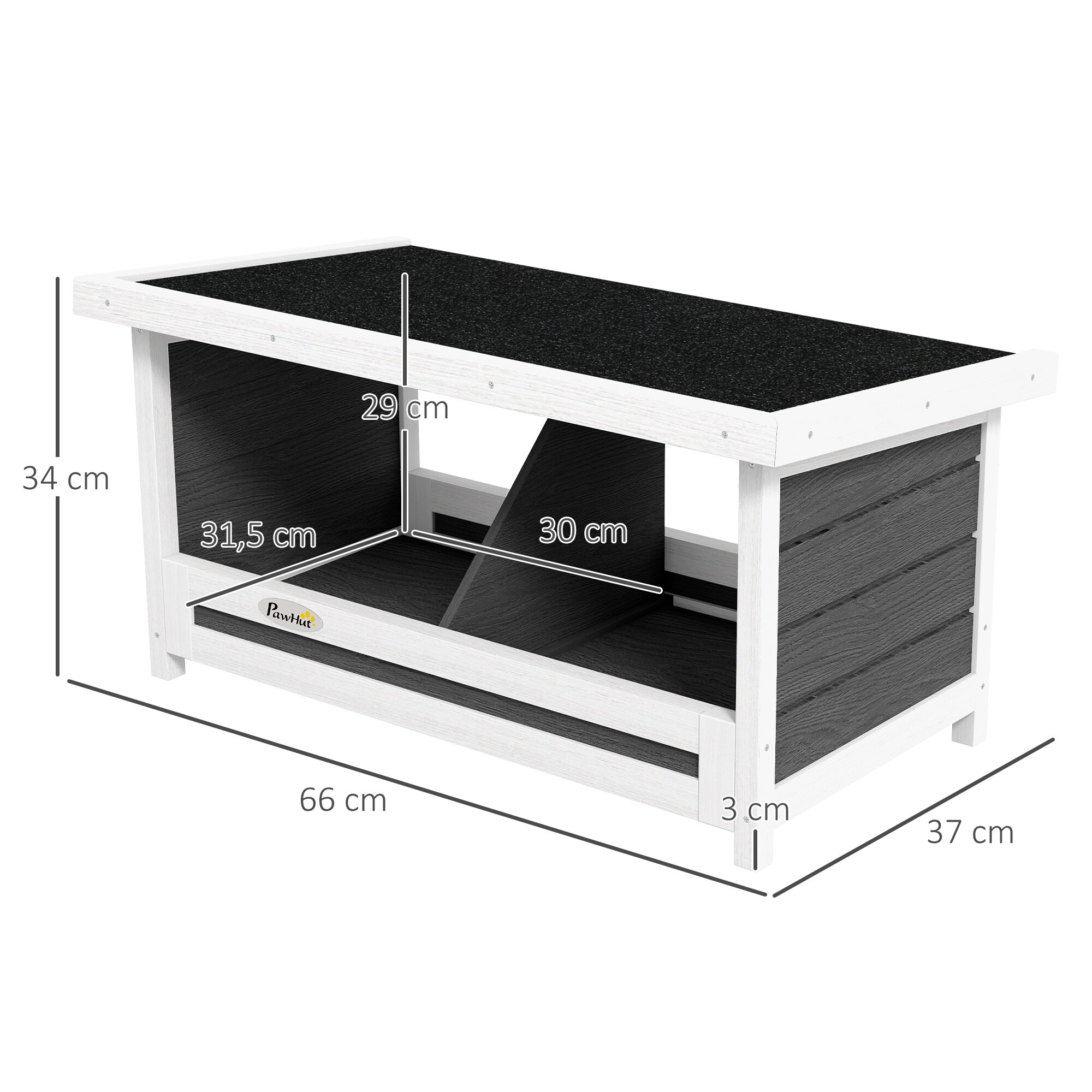 PawHut Nistkasten mit Platz für 2 Hühner schwarz 66L x 37B x 34H cm