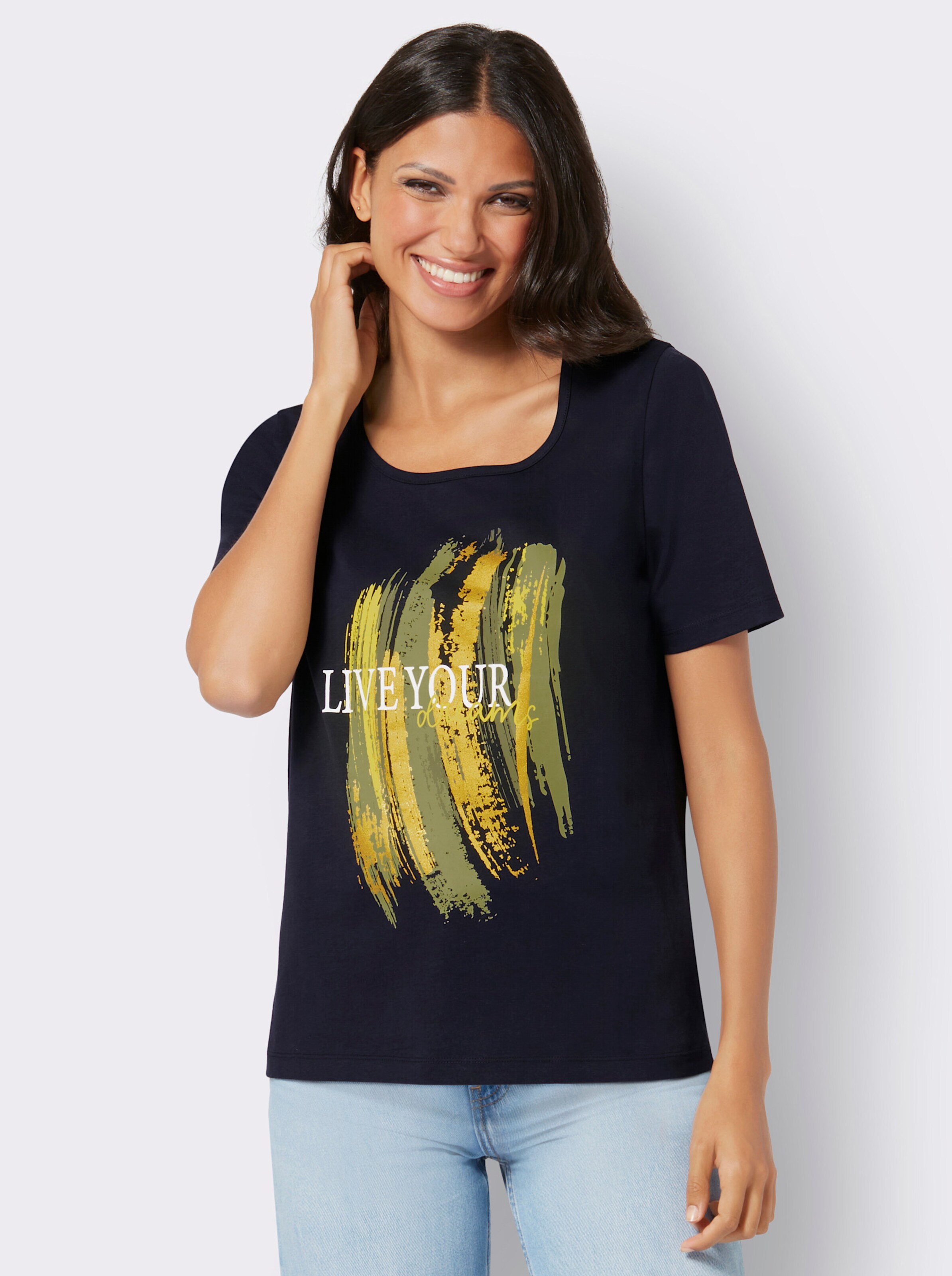 Kurzarmshirt mit Glitzer-Print