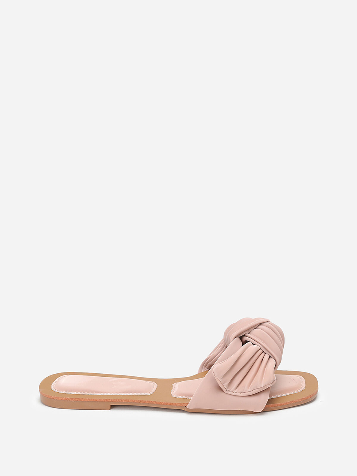 Mules à large bride matelassée et nouée- Rose
