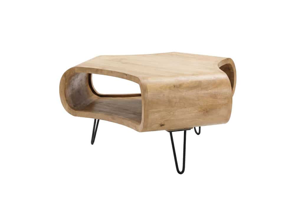 Couchtisch ORGANIC LIVING 70cm natur cream finish Mangoholz mit Hairpin Legs