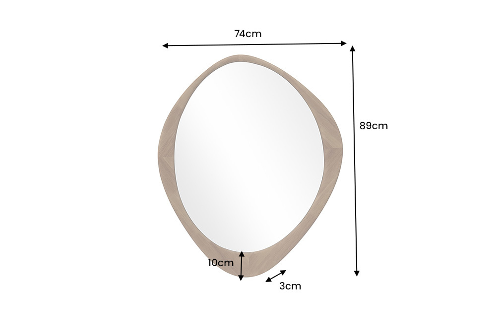 Massiver Wandspiegel ORGANIC 90cm braun Walnussholz-Design