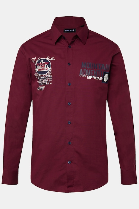 Men+ Hemd, Langarm, Kentkragen, Brustprint, Comfort Fit, bis 8 XL