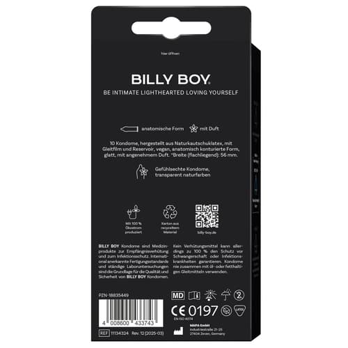 BILLY BOY Kondome Viel Gefühl 10er, 56 mm, Gefühlsechte Kondome