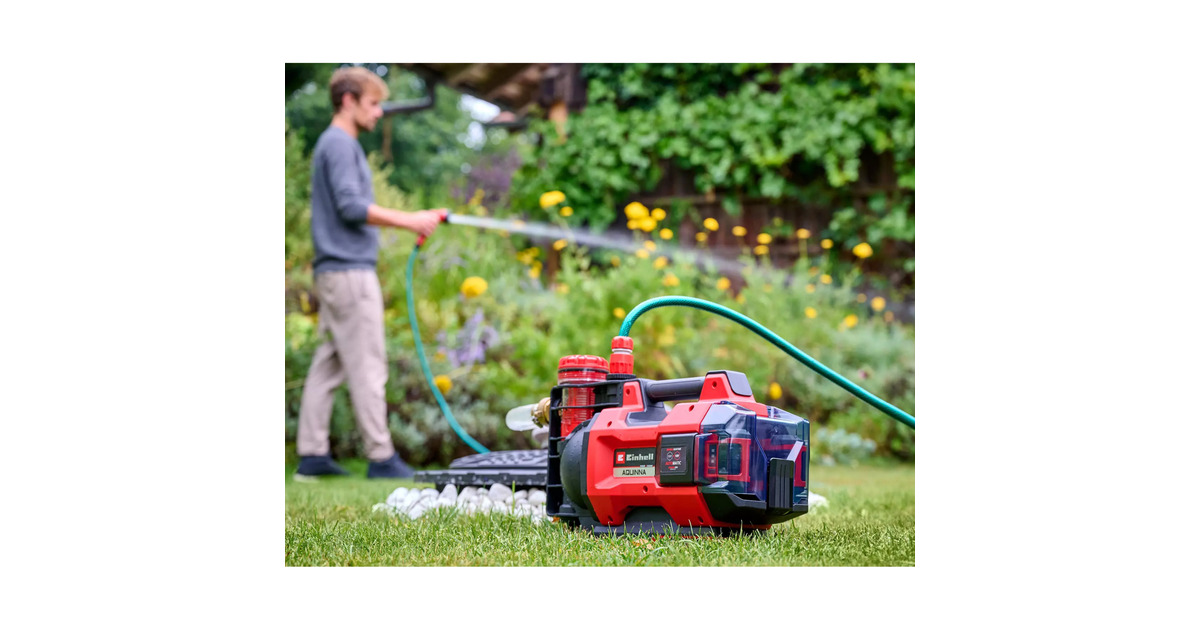 EINHELLAQUINNA Accu Automatische Tuinpomp  (Rood/zwart, Accu en oplader niet inbegrepen, Power X-Change)