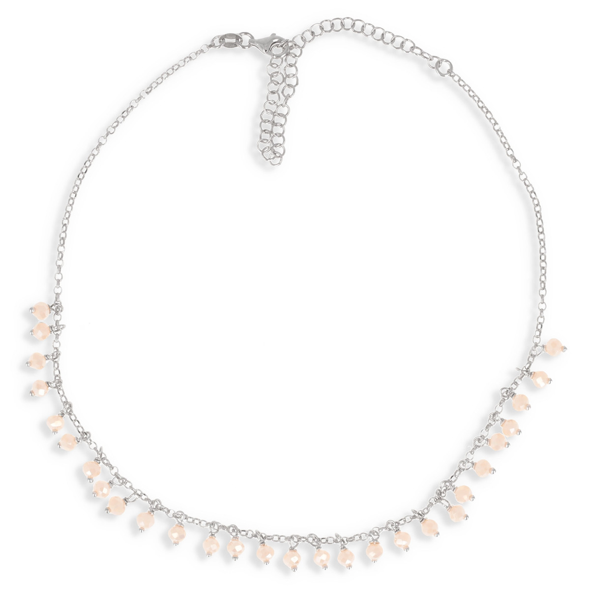 Collier argent rhodié breloque cristal 32+10cm