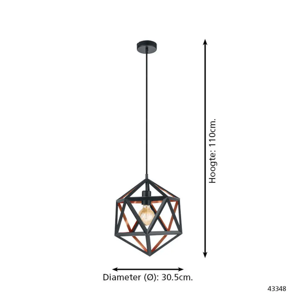 EGLOEmbleton1-Hanglamp-E27-Ø30,5cm-Zwart/Koper