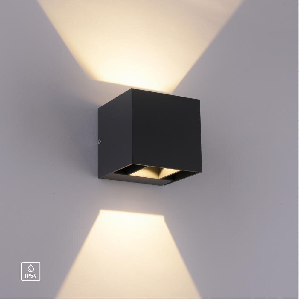 LED wandlamp blok in antraciet 2x 3,25W 420lm IP54