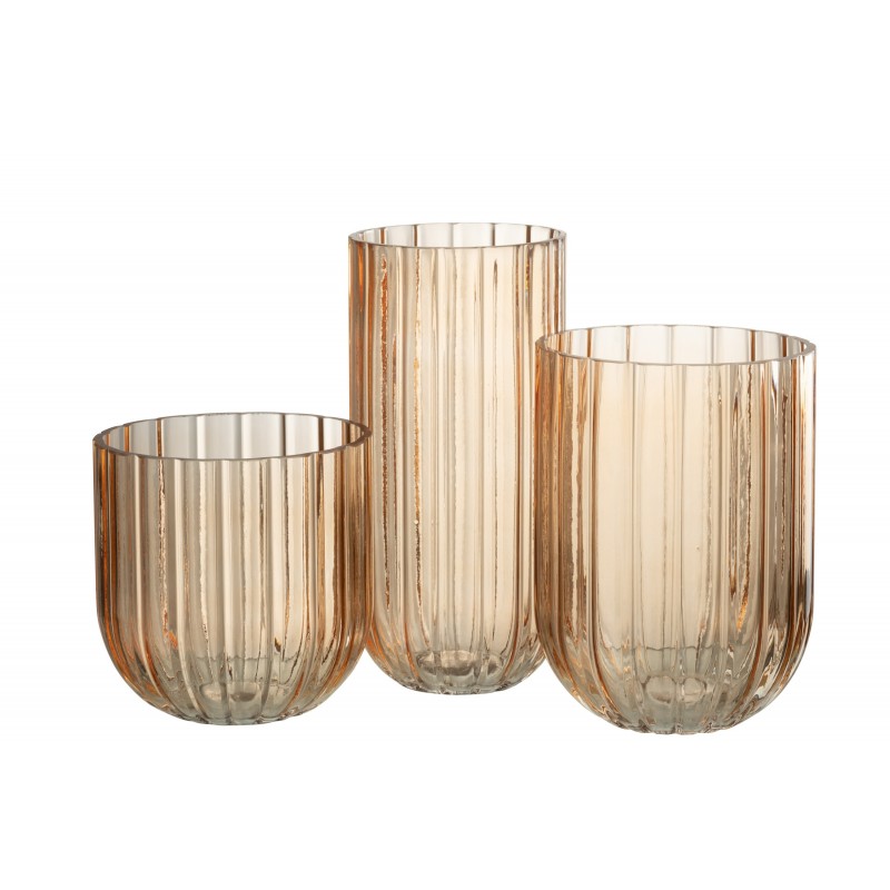 Vase avec ligne en verre rose 15x15x21 cm