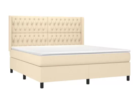 Sommier tapissier avec matelas et LED Crème 180x200 cm Tissu