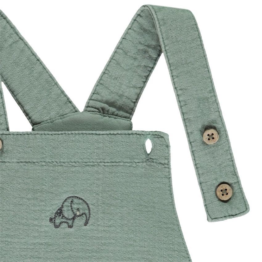 Ensemble 2 pièces avec salopette brodée pour bébé garçon - Ecru