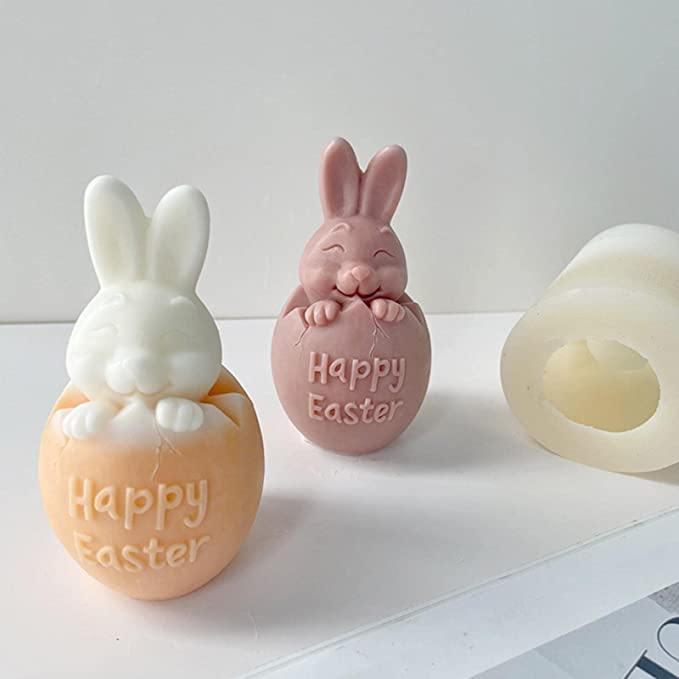 (Ø70mm) Silikon Oster Form DIY Wachs Kerzen Giessen - Happy Easter