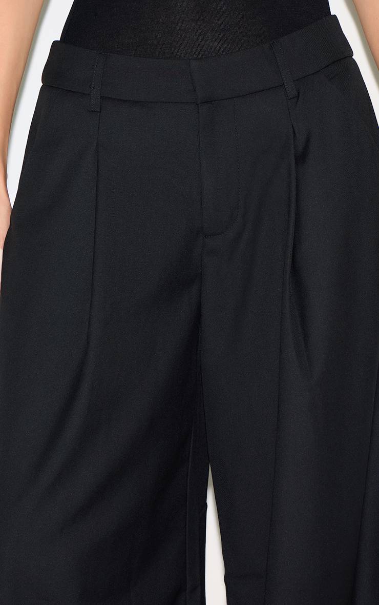 Noir Pantalon Large Tissé À Double Pli