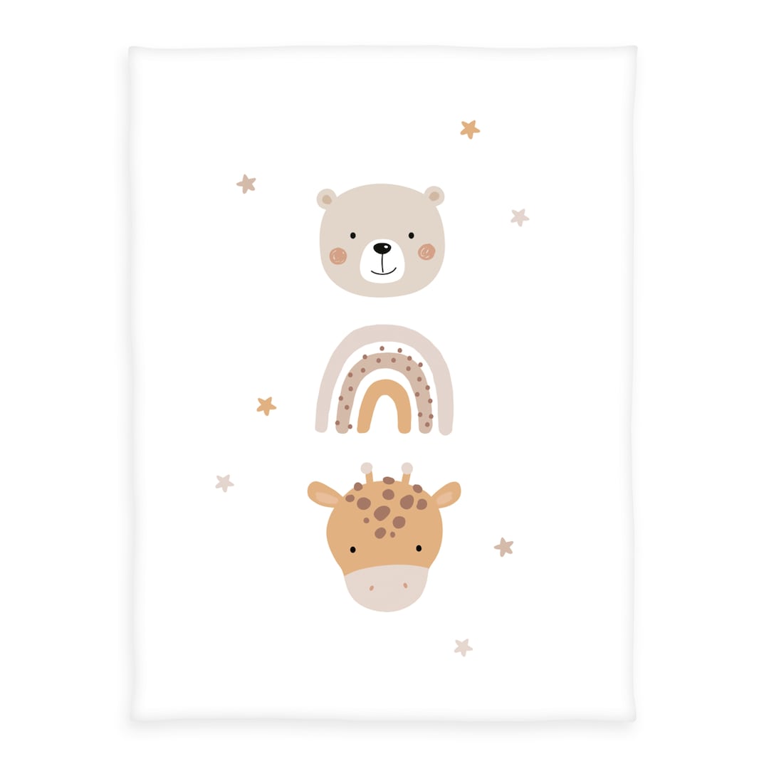 baby best Baby-Flauschdecke LITTLE FRIENDS 75 x 100 cm weiß/beige