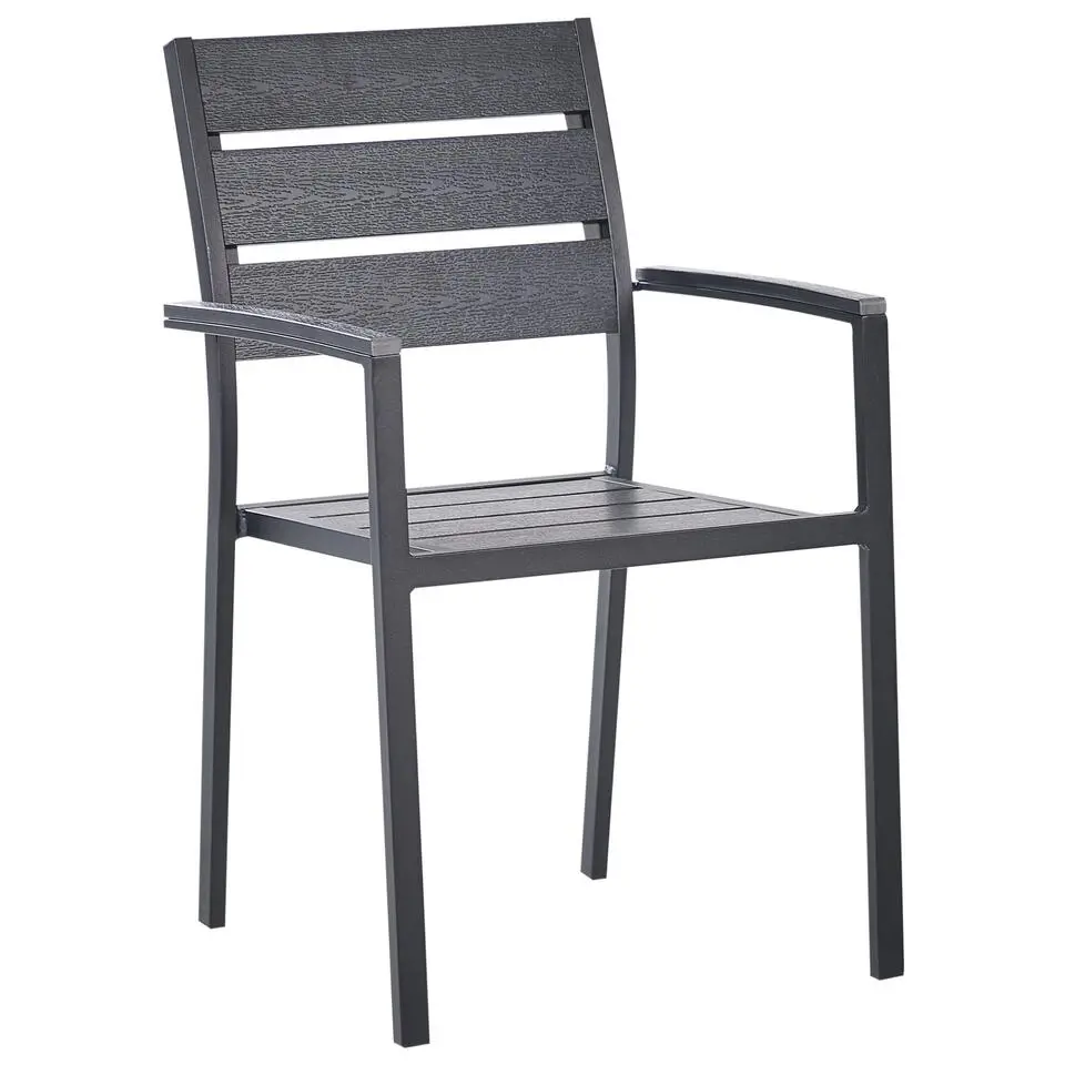 VERNIO - Tuinstoel set van 6 - Zwart - Kunsthout/Aluminium