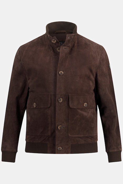 Lederjacke, Veloursleder, Stehkragen, Knopfleiste