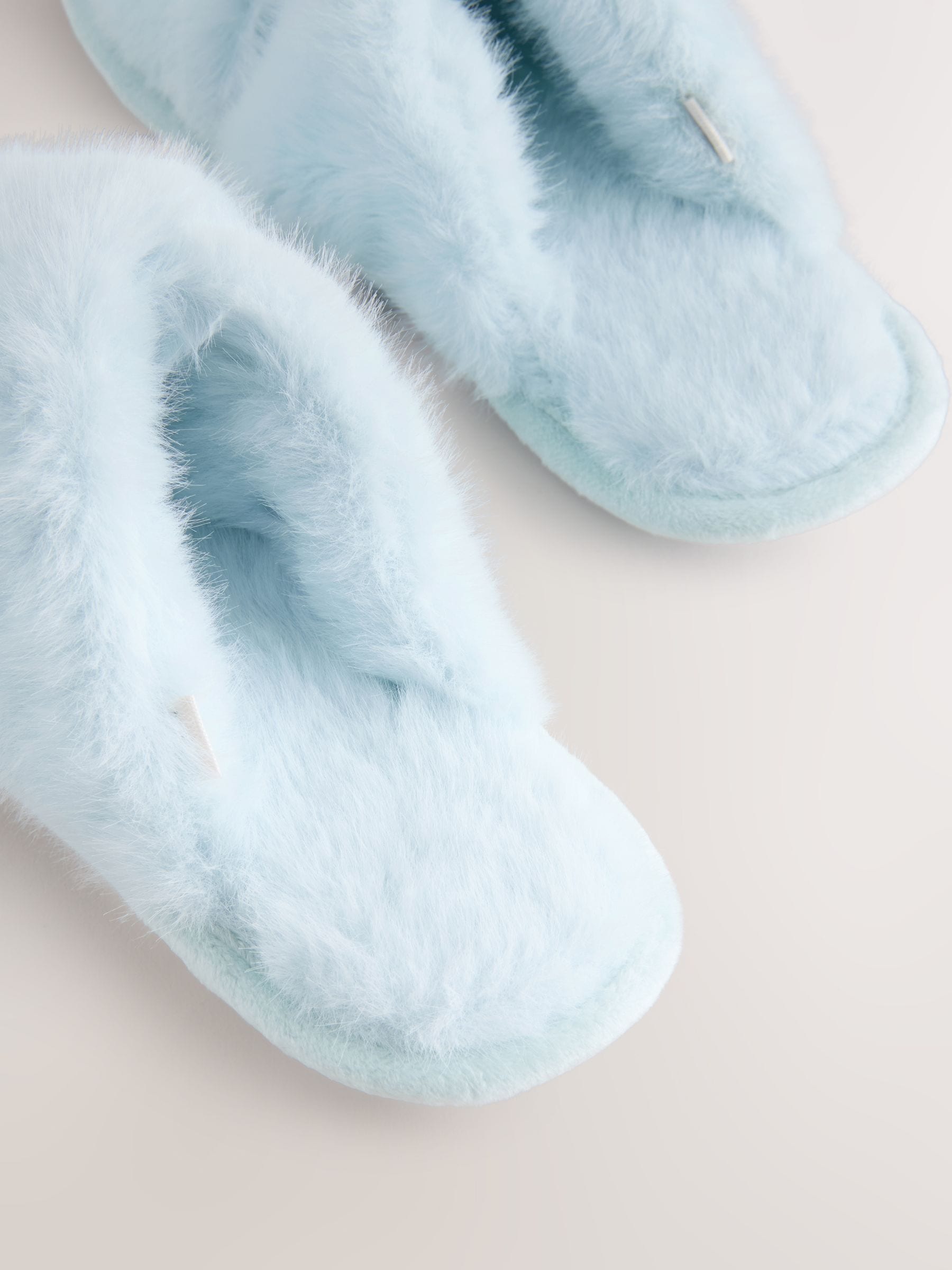 Blauw - Instappantoffels van imitatiebont