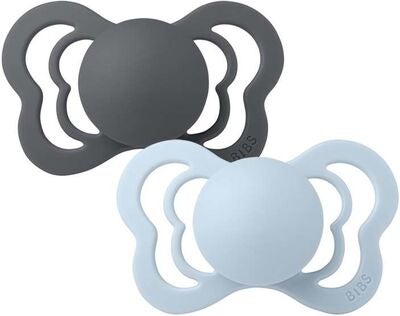 BIBS Couture Smokker 2-pack Latex Str 1, Iron/Baby Blue