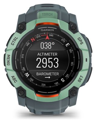 Montre GPS Garmin Instinct 3 AMOLED - 50 mm Vert Neotropic avec Bracelet en Silicone Bleu Twilight