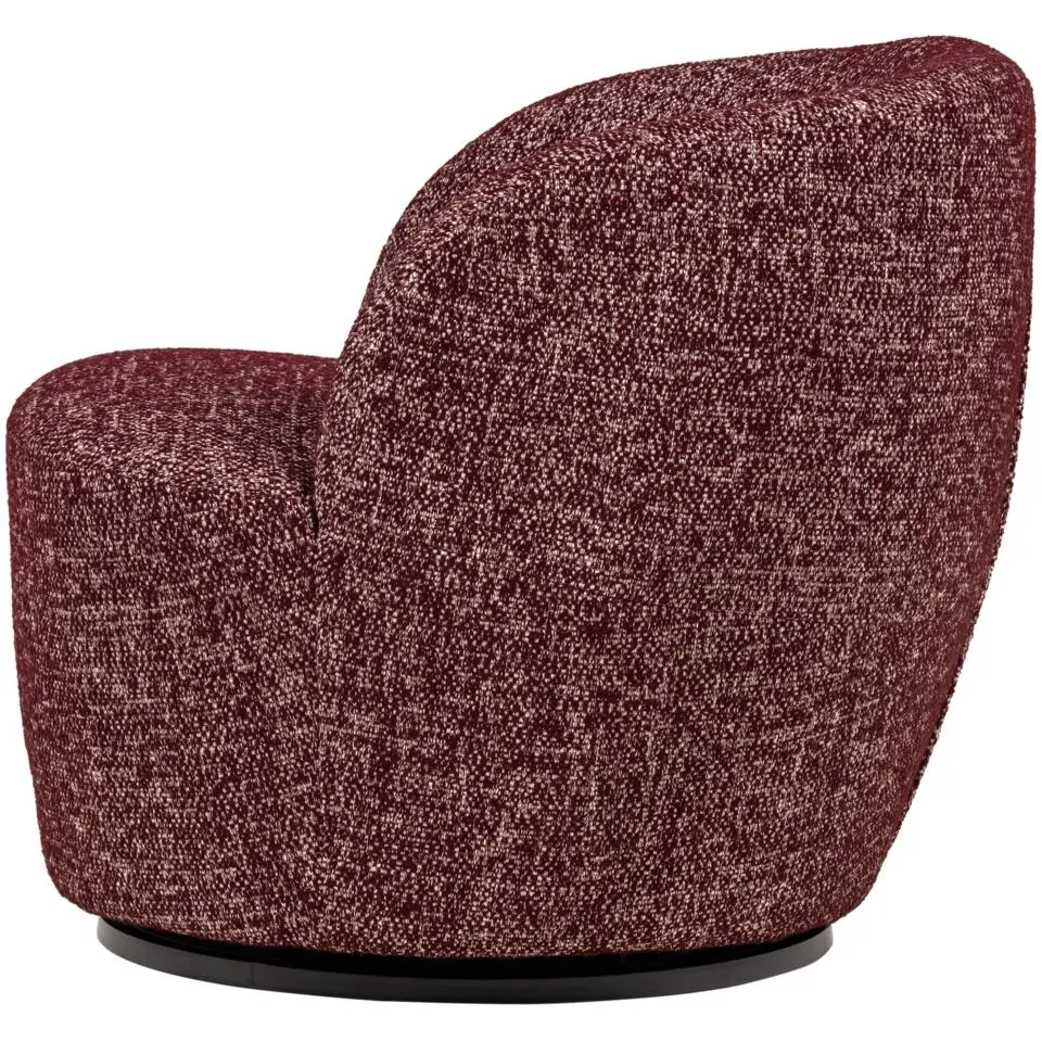 WOOOD Serra Draaifauteuil - Melange Stof - Bordeauxrood - 68x70x77