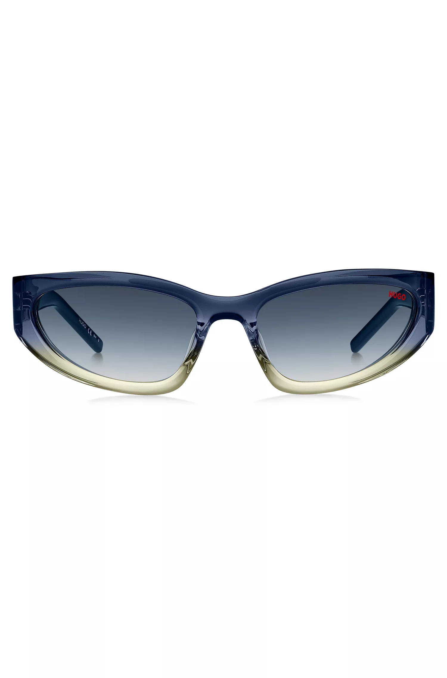 Óculos de sol HUGO Red-Two-tone em acetato azul e amarelo
