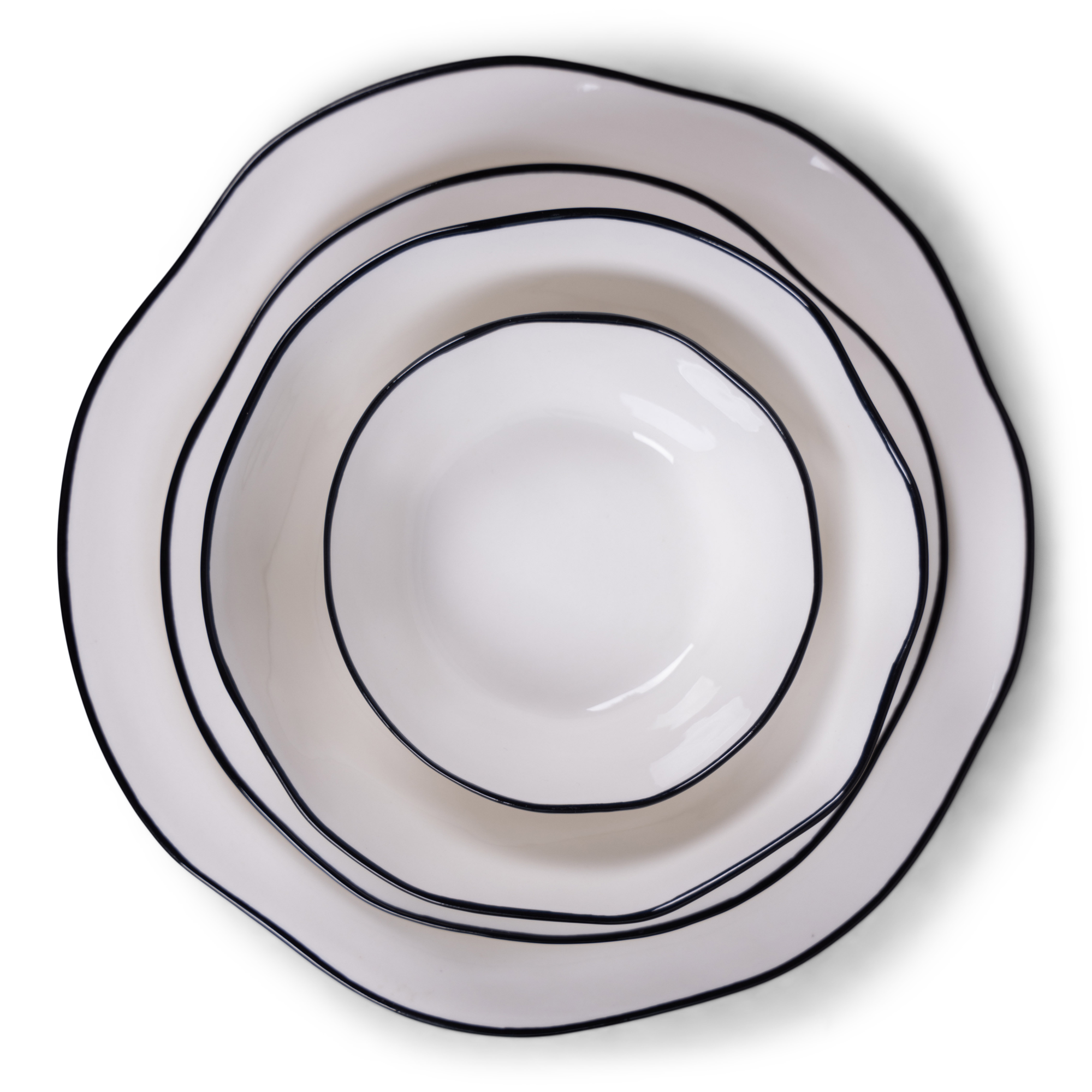 Dinerbord Ayana beige/black Ø25,5 cm - set van 4