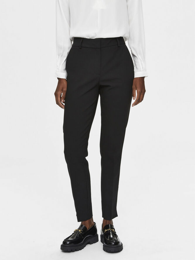 Selected Femme SLFRITA MW SLIM PANT BLACK B NOOS Sort