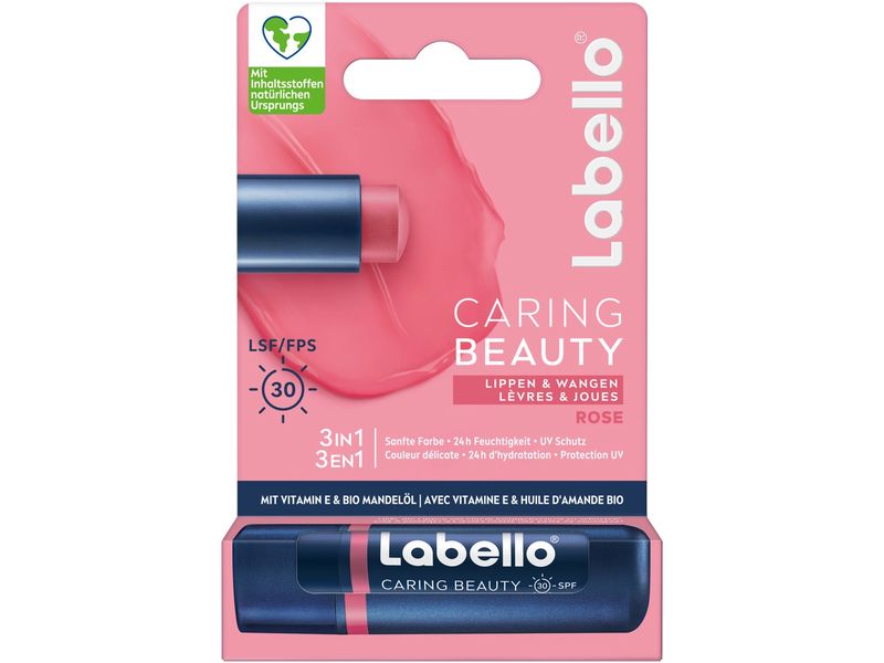 LABELLO Lippenbalsam Caring Beauty Lip Rose 4.8 g Lippenpflege für ein strahlendes und gepflegtes Lächeln für jeden Tag