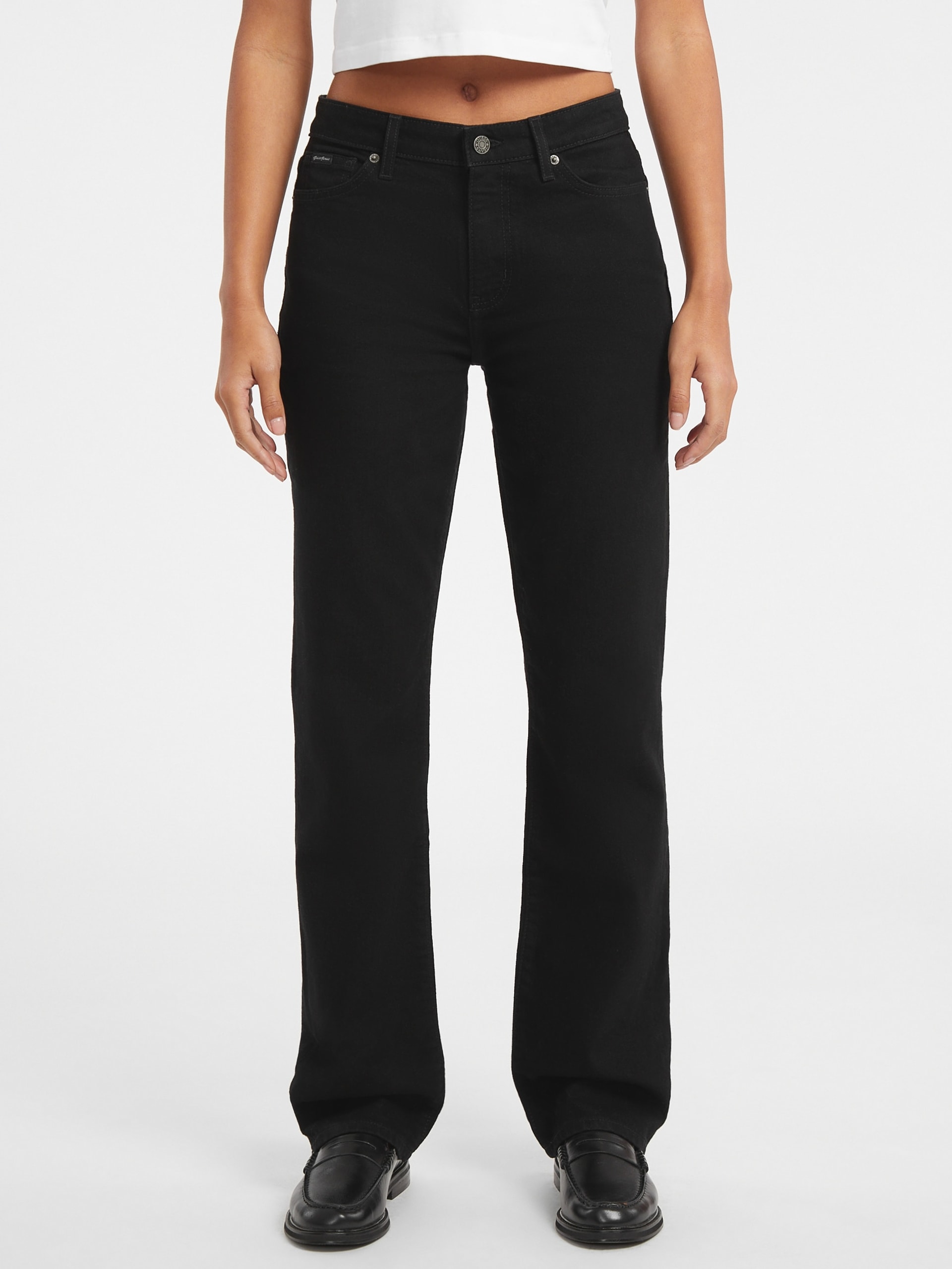 Calça jeans reta de cintura média G08