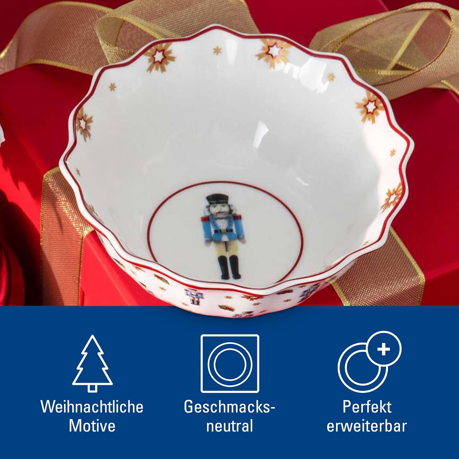 Villeroy & Boch - Toy's Delight Frühstücks-Set für 2 Nussknacker 6-teilig Bunt, Weihnachten, Geschirr Set mit Frühstückstellern, Tassen und Schüsseln, Weihnachtsgeschirr, Premium Porzellan