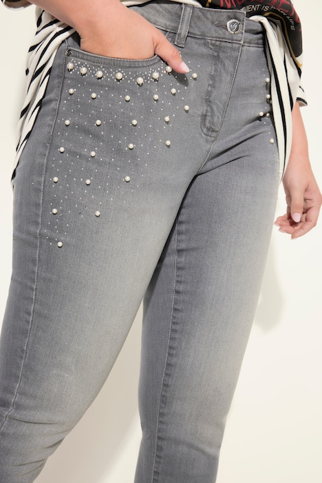 Jeans, Skinny Fit, Zierperlen an den Taschen, 5-Pocket