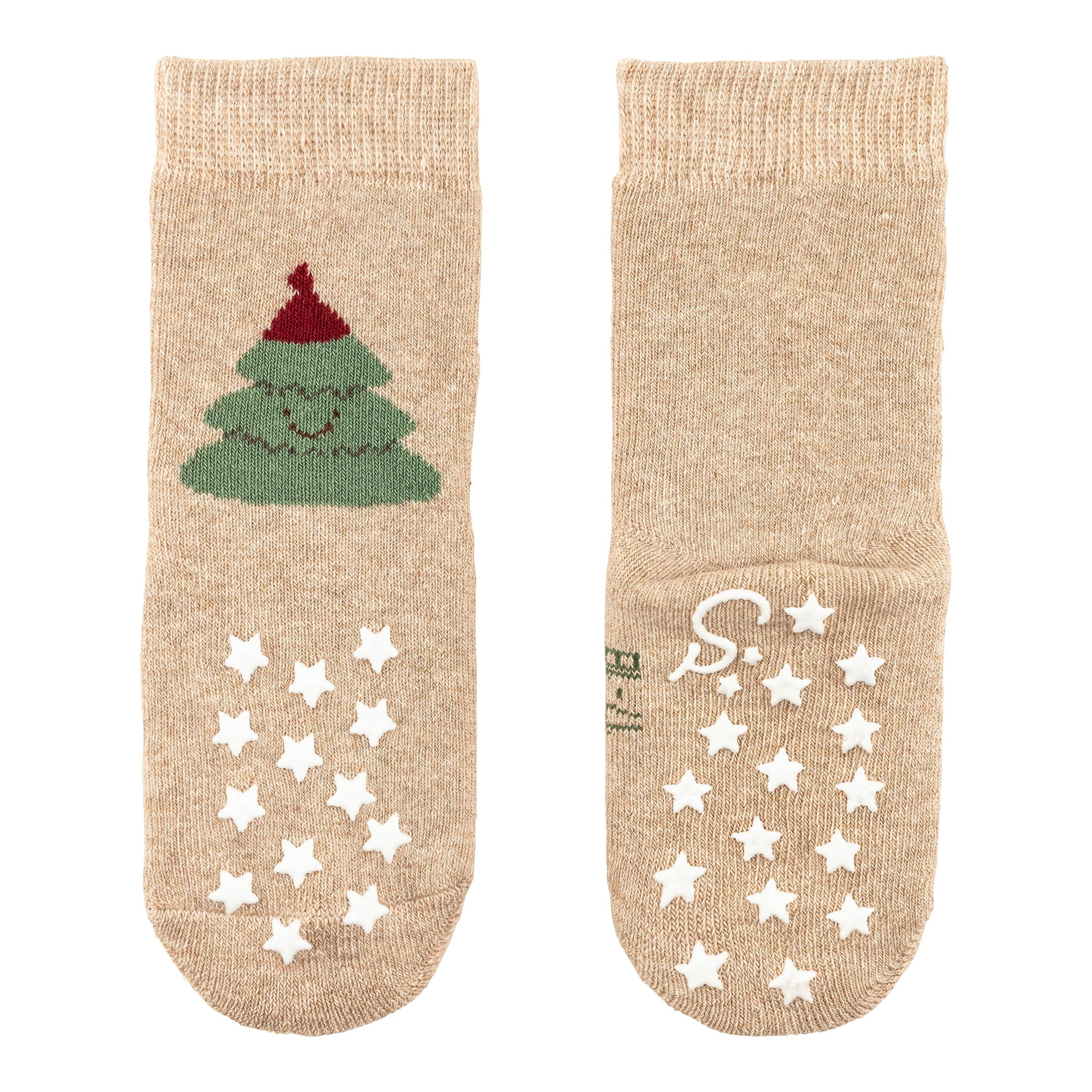 Sterntaler 2er-Pack ABS-Krabbelsocken Weihnachten beige/grün