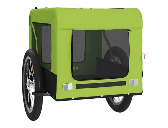 VIDAXL - Remorque de vélo pour chien vert et noir tissu oxford et fer