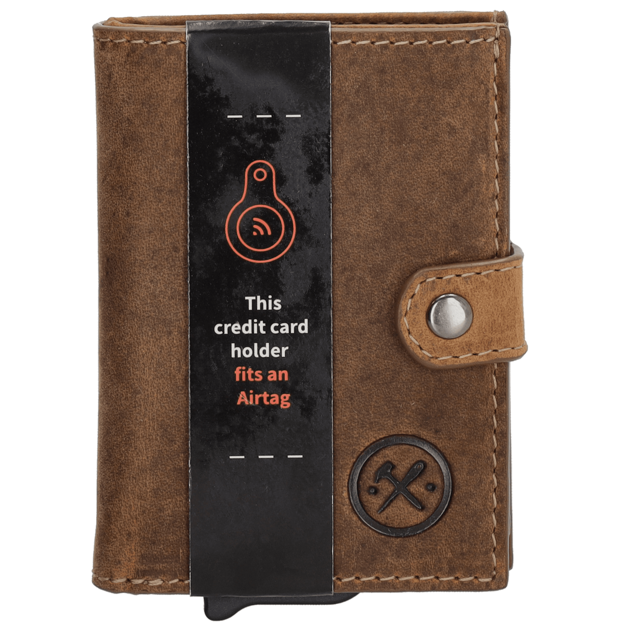 Hide & Stitches Idaho Safety Wallet S met AirTag Holder Bruin