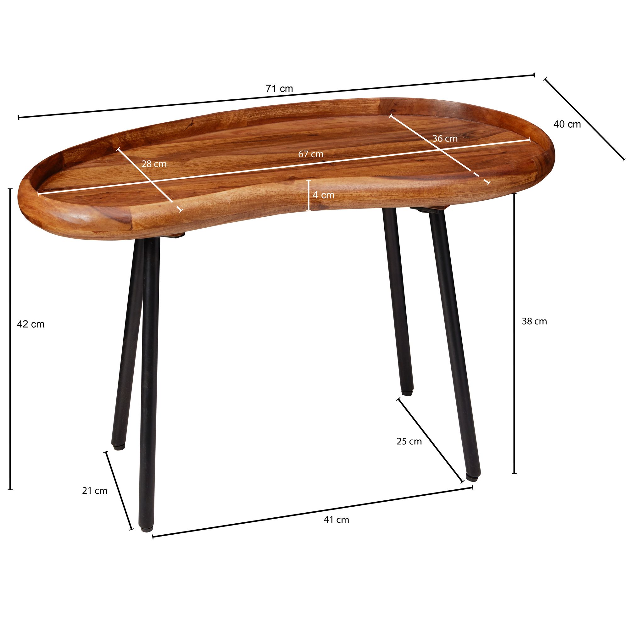 Couchtisch 2-teilig Massivholz Satztische Wohnzimmertisch Nierentisch Holz-Tisch