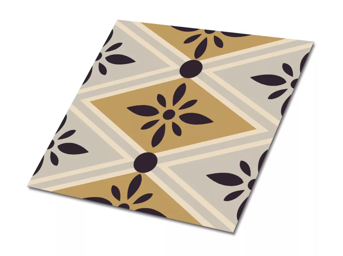 Carreaux autocollants PVC, Carrelage PVC adhésif - 9x30x30 - motif floral