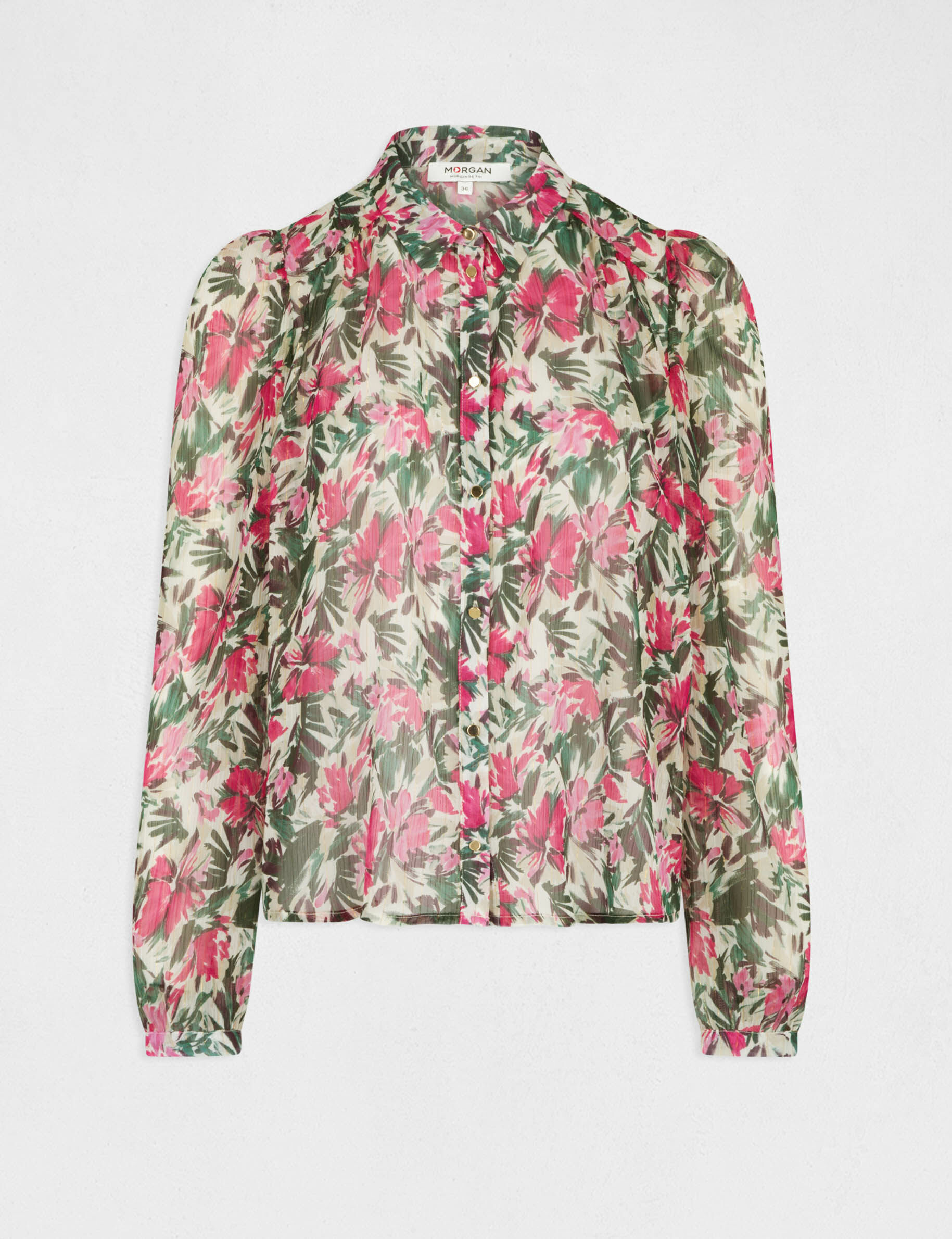 Chemise manches longues imprimé floral multico femme - multico