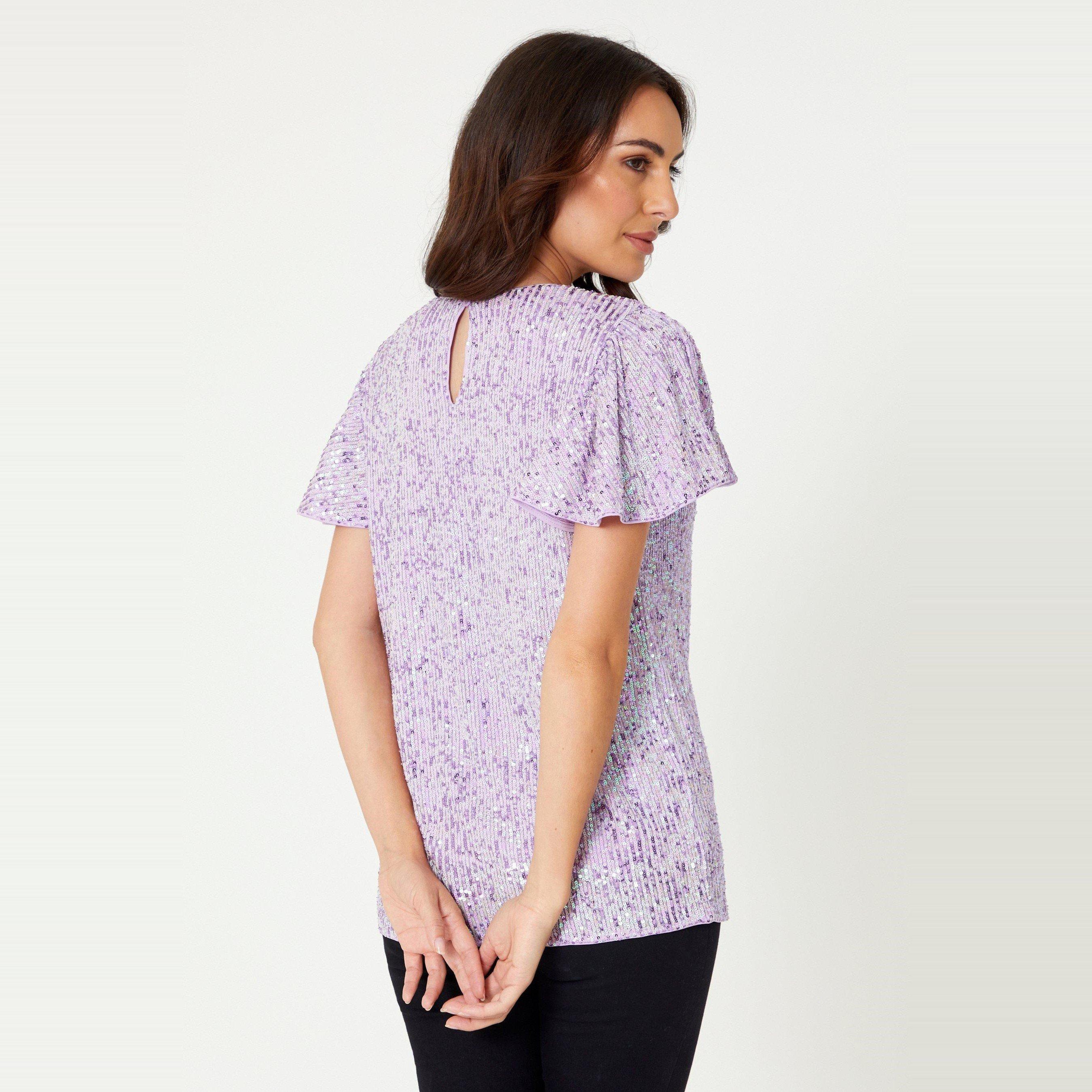 Be You Sequin Sequin Angel Sleeve Top