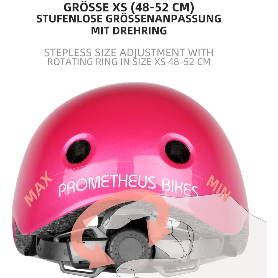 PROMETHEUS BICYCLES® Fahrradhelm Größe XS 48-52 cm rosa