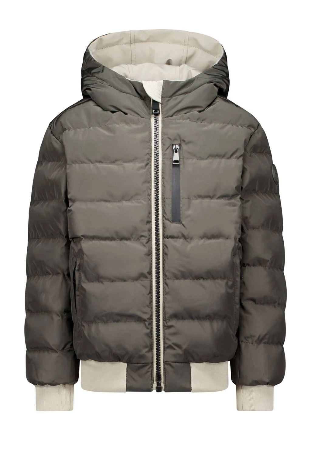 Airforce reversible gewatteerde winterjas ecru/bruin