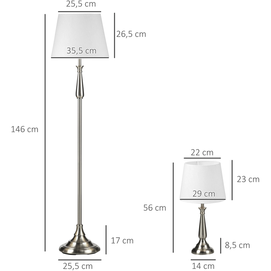 HOMCOM Stehlampen-Set mit E37 Fassung weiß