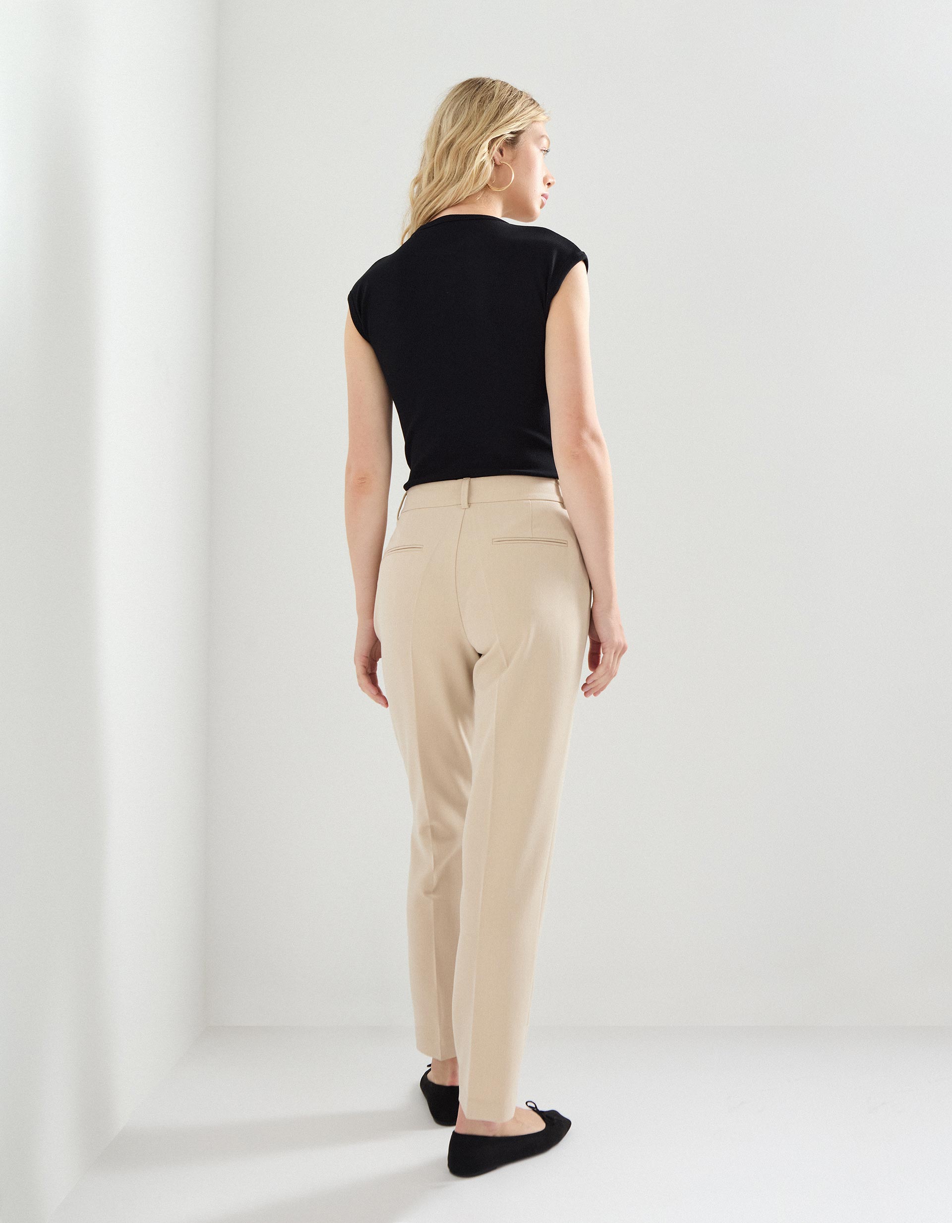 Calças Tailored, Mulher, Bege