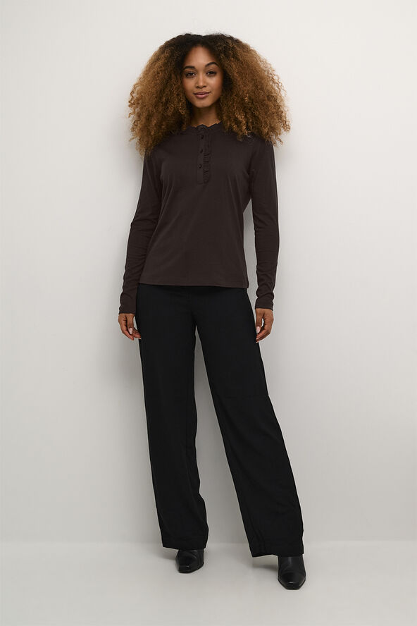 Cream CRNaia flounce blouse Chocolate plum