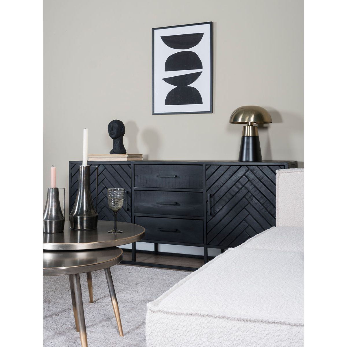 Dressoir Rune visgraat Zwart