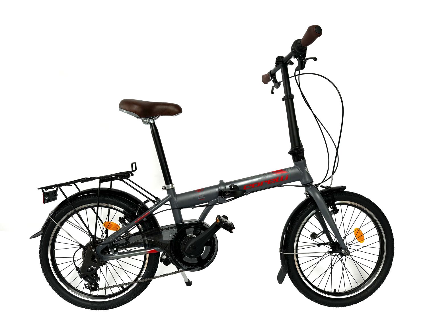 20 Zoll Alu Faltrad Klapprad Shimano 7Gang-Schaltung Quick-Fold-System Klappfahrrad Grau-Rot