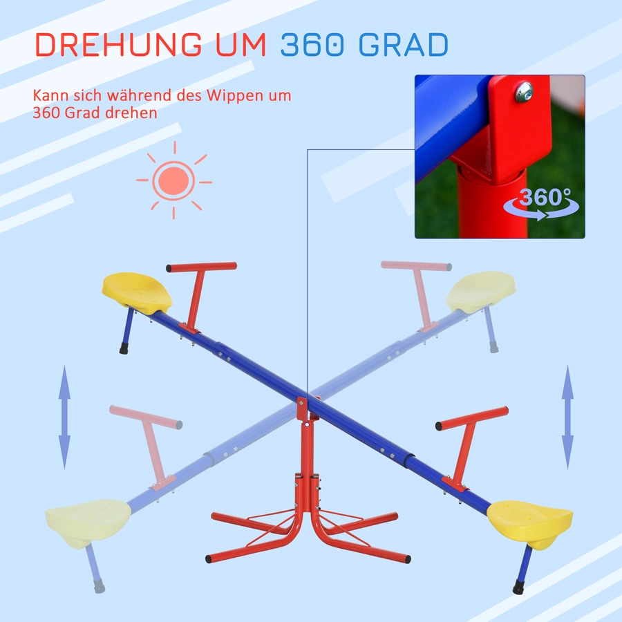 Outsunny Kinderwippe mit 360° Drehfunktion bunt
