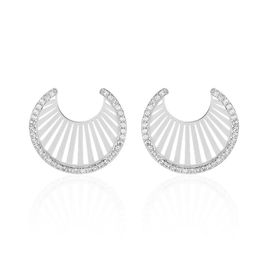 Créoles Feliz Rondes Argent Blanc Oxyde De Zirconium